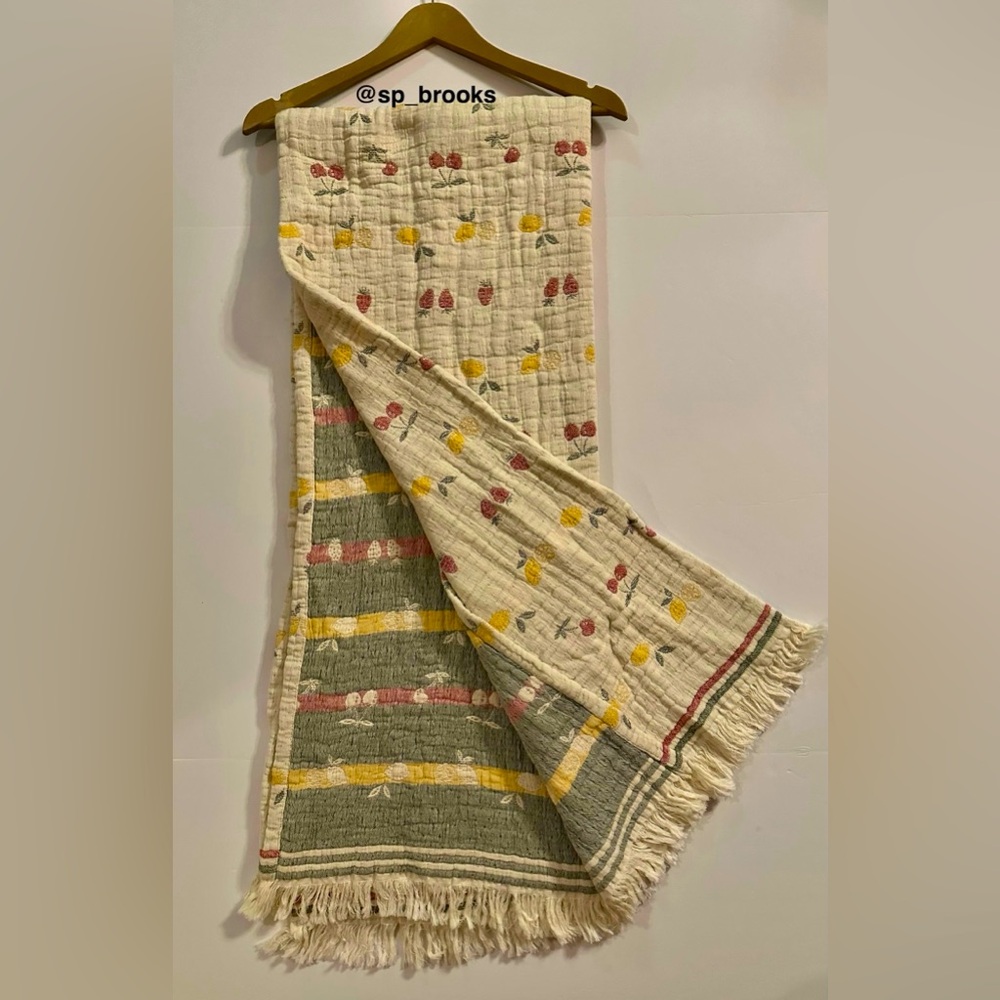 🎁Piscatextil Cotton Fruits Throw Blanket - Strawberry, Cherry and Lemon Throw